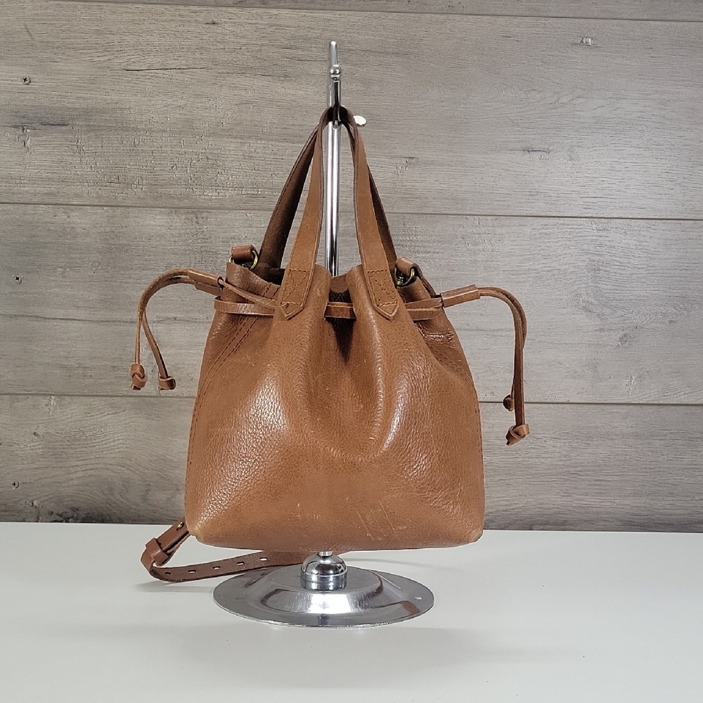 Small Madewell Brown Drawstring Leather Crossbody Shoulder Bag